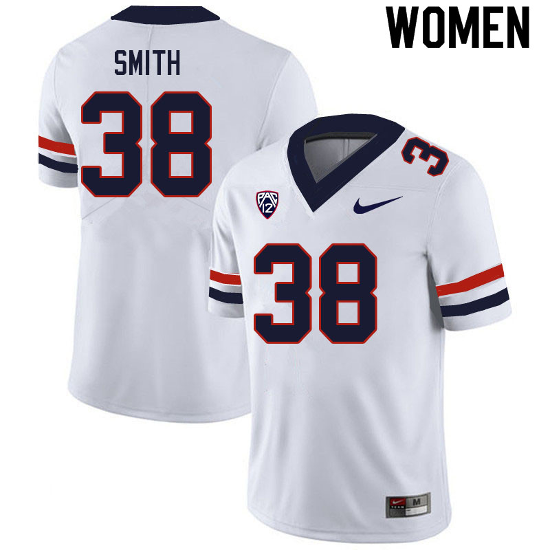 Women #38 Dante Smith Arizona Wildcats College Football Jerseys Sale-White - Click Image to Close